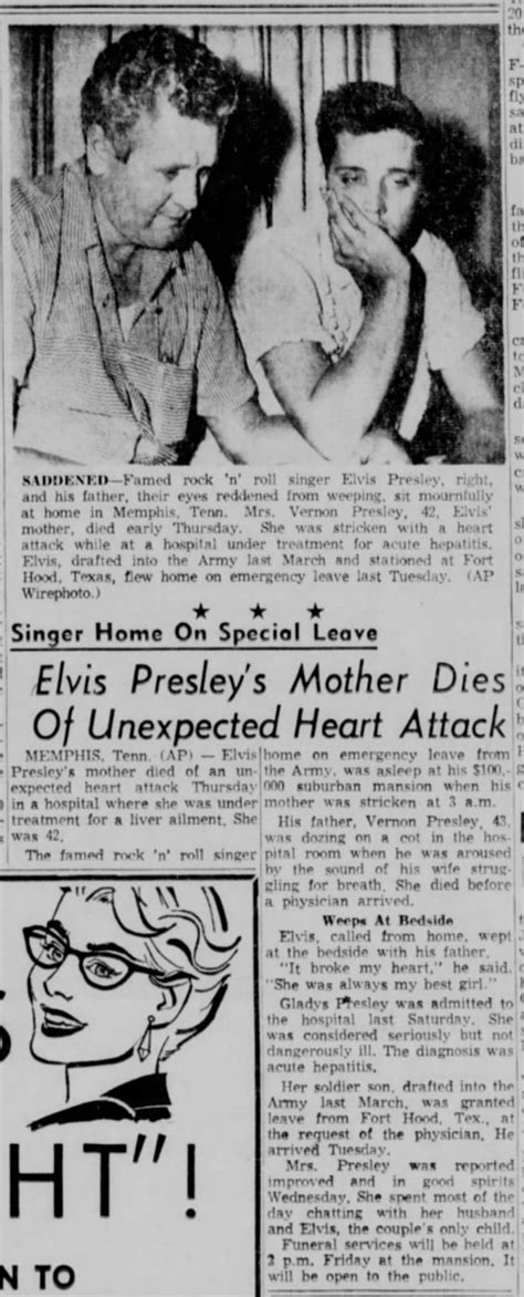 August 14th – Elvis beloved mother Gladys 